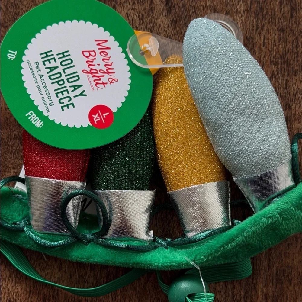Festive Glitter Holiday Headband pet size l/xl